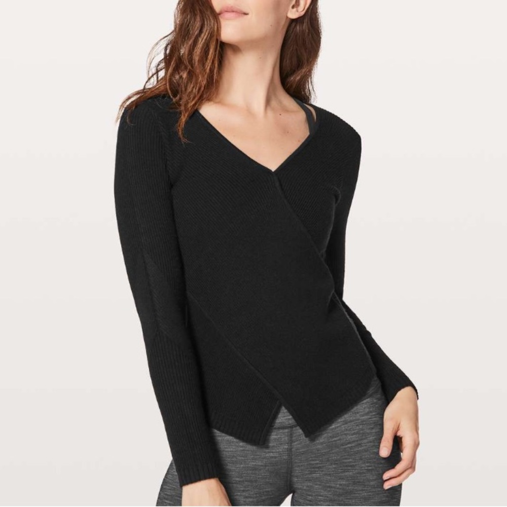 Lululemon Wrap it Back Black Knit Sweater Cozy